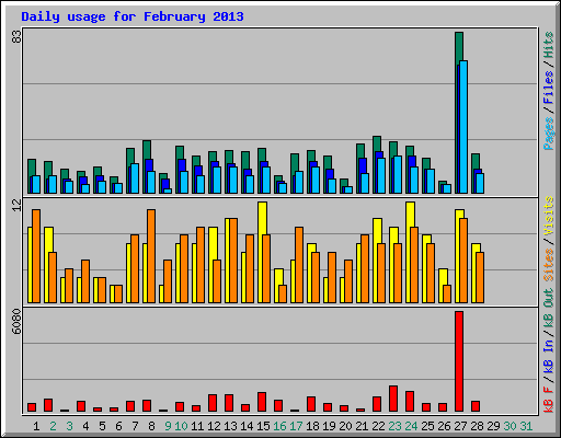 Daily usage for February 2013