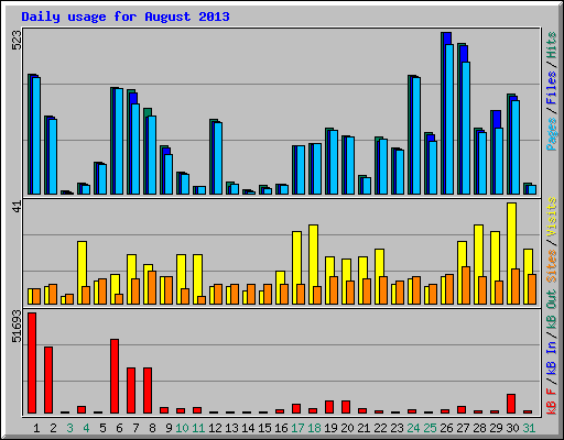 Daily usage for August 2013