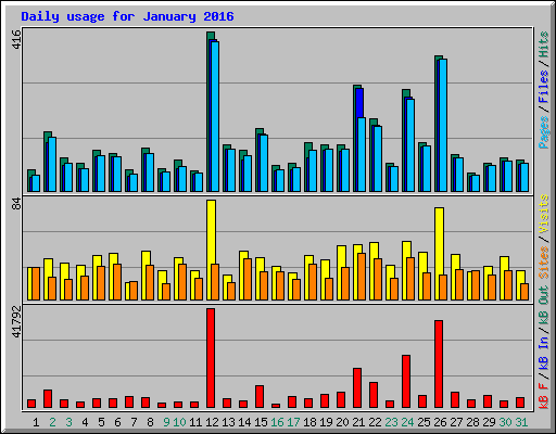 Daily usage for January 2016