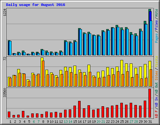 Daily usage for August 2016