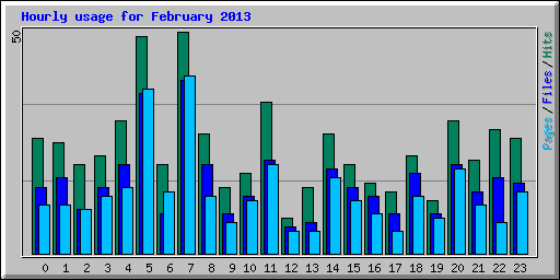 Hourly usage for February 2013